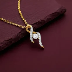 Gold Twisted Bud Lab Grown Diamond Pendant