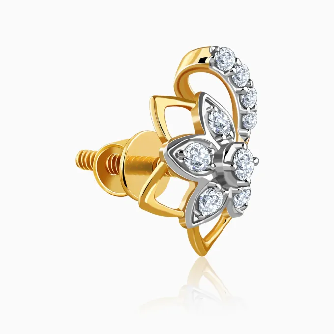 Gold Unfinished Floral Lab Grown Diamond Studs