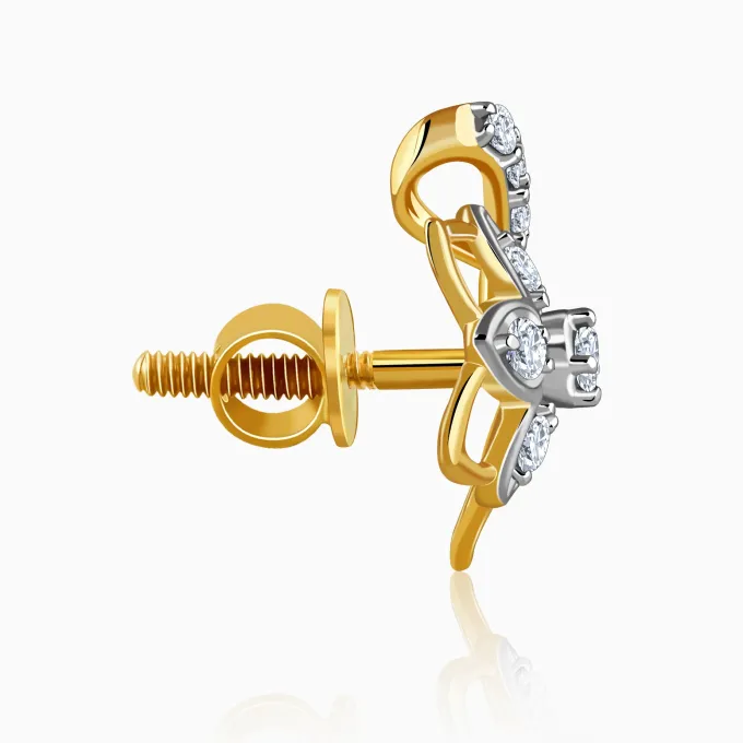 Gold Unfinished Floral Lab Grown Diamond Studs