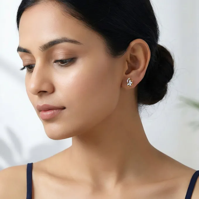 Gold Unfinished Floral Lab Grown Diamond Studs