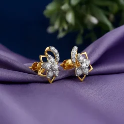 Gold Unfinished Floral Lab Grown Diamond Studs