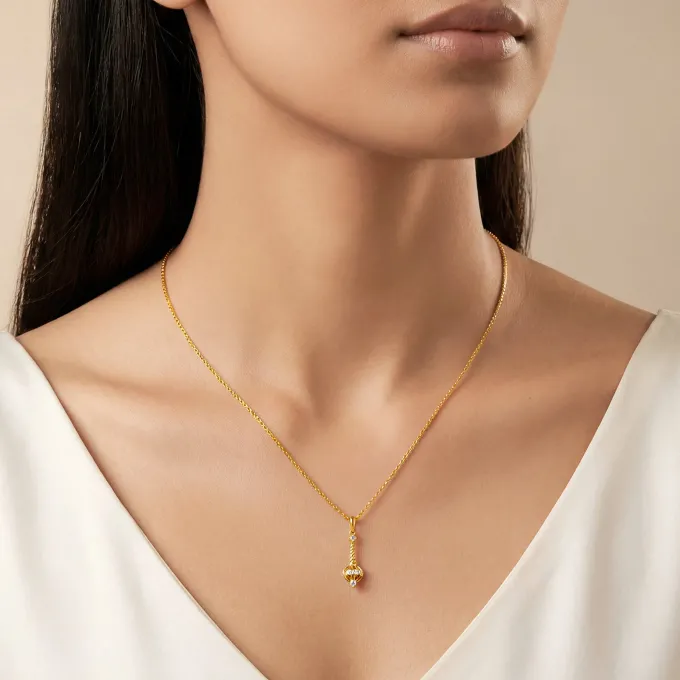 Gold Vajra Gada Lab Grown Diamond Pendant