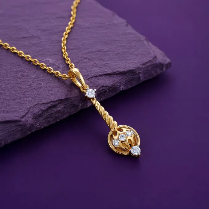 Gold Vajra Gada Lab Grown Diamond Pendant