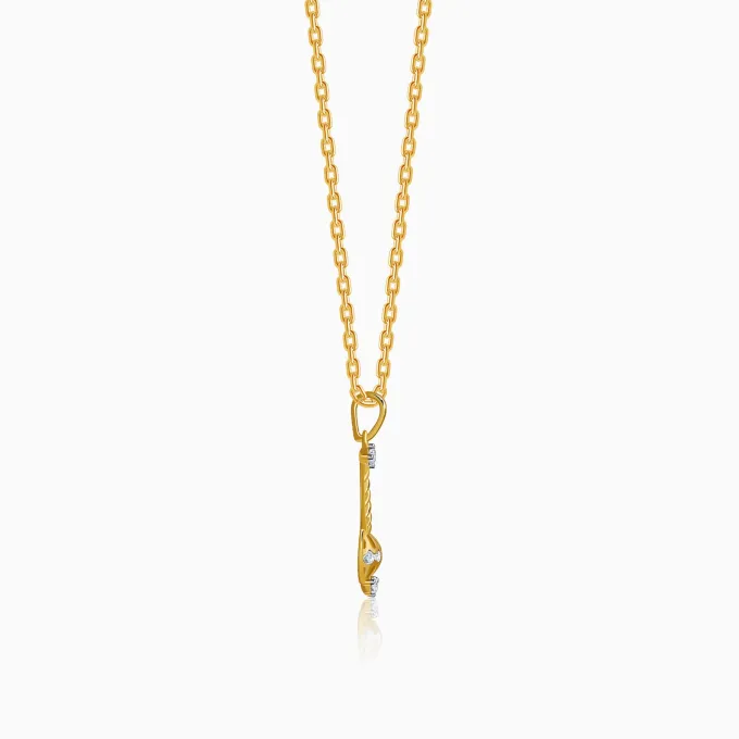 Gold Vajra Gada Lab Grown Diamond Pendant