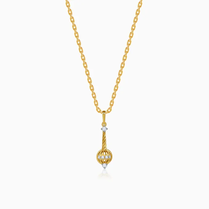 Gold Vajra Gada Lab Grown Diamond Pendant