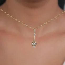Gold Vajra Gada Lab Grown Diamond Pendant