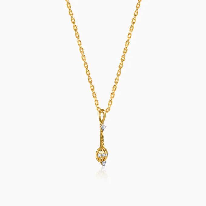 Gold Vajra Gada Lab Grown Diamond Pendant