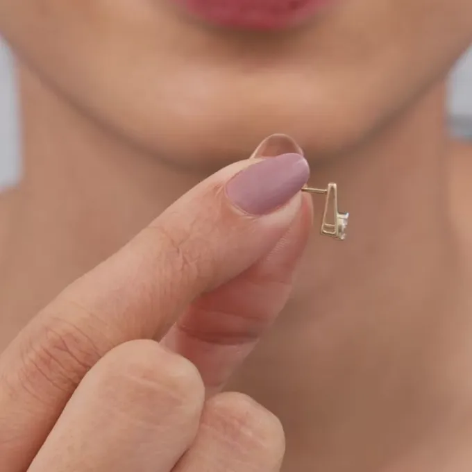Gold V-Edge Lab Grown Diamond Earrings