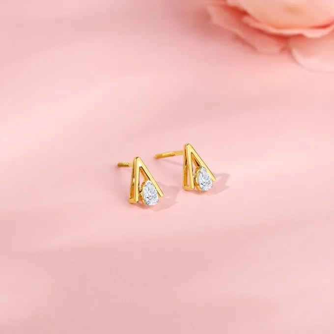 Gold V-Edge Lab Grown Diamond Earrings