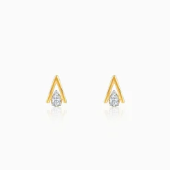 Gold V-Edge Lab Grown Diamond Earrings