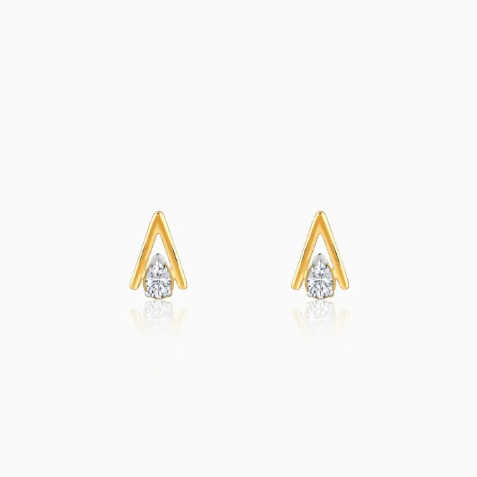 Gold V-Edge Lab Grown Diamond Earrings