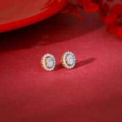 Gold Vesta Halo Solitaire Lab Grown Diamond Studs