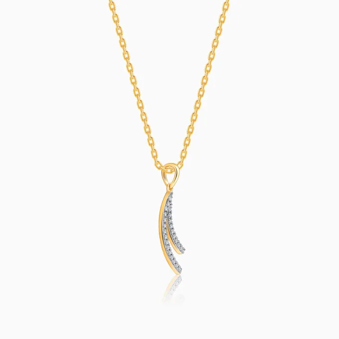 Gold Wave Layers Lab Grown Diamond Pendant