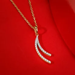 Gold Wave Layers Lab Grown Diamond Pendant