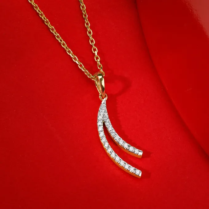 Gold Wave Layers Lab Grown Diamond Pendant