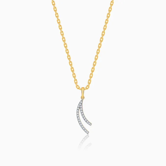 Gold Wave Layers Lab Grown Diamond Pendant