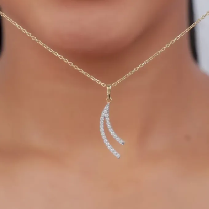 Gold Wave Layers Lab Grown Diamond Pendant
