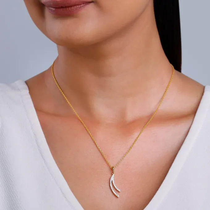 Gold Wave Layers Lab Grown Diamond Pendant