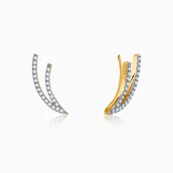 Gold Wave Layers Lab Grown Diamond Earrings