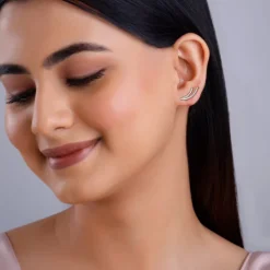Gold Wave Layers Lab Grown Diamond Earrings