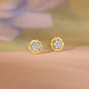 Gold Wavy Flower Diamond Earrings