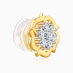 Gold Wavy Flower Diamond Earrings