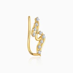 Gold Wavy Throne Lab Grown Diamond Earrings