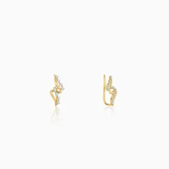 Gold Wavy Throne Lab Grown Diamond Earrings