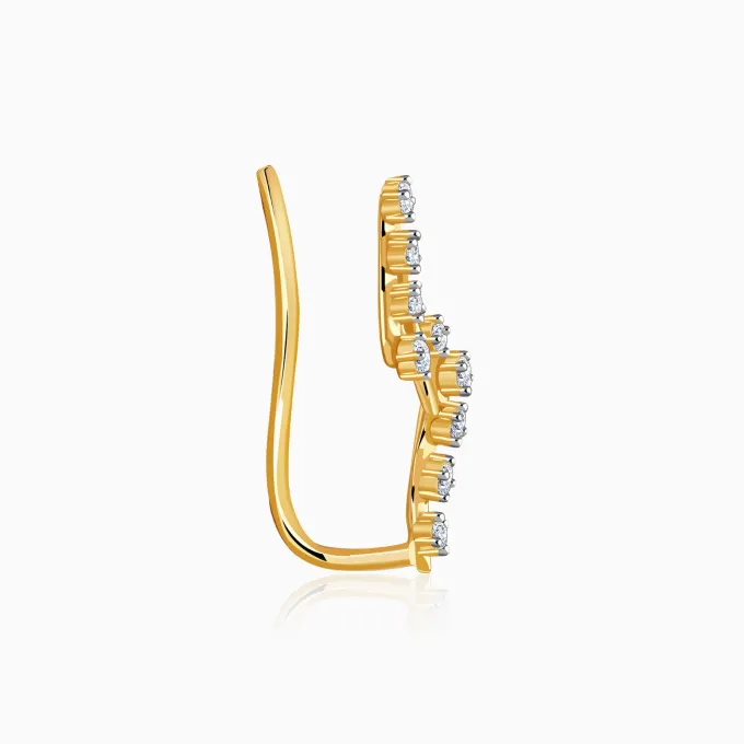 Gold Wavy Throne Lab Grown Diamond Earrings