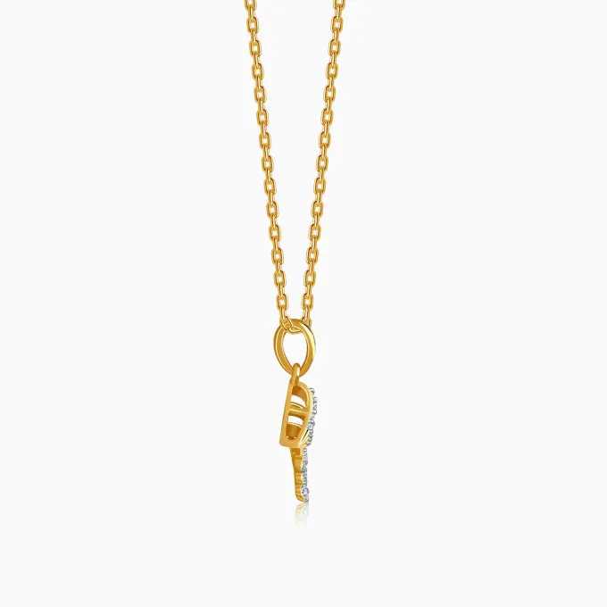 Gold Zyra Motif Lab Grown Diamond Pendant