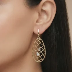 Golden Abstract Dew Earrings