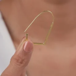 Golden Abstract Hoop Earrings