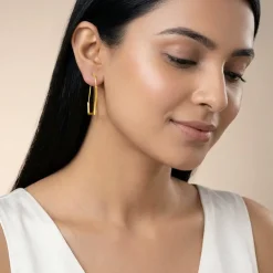 Golden Abstract Hoop Earrings
