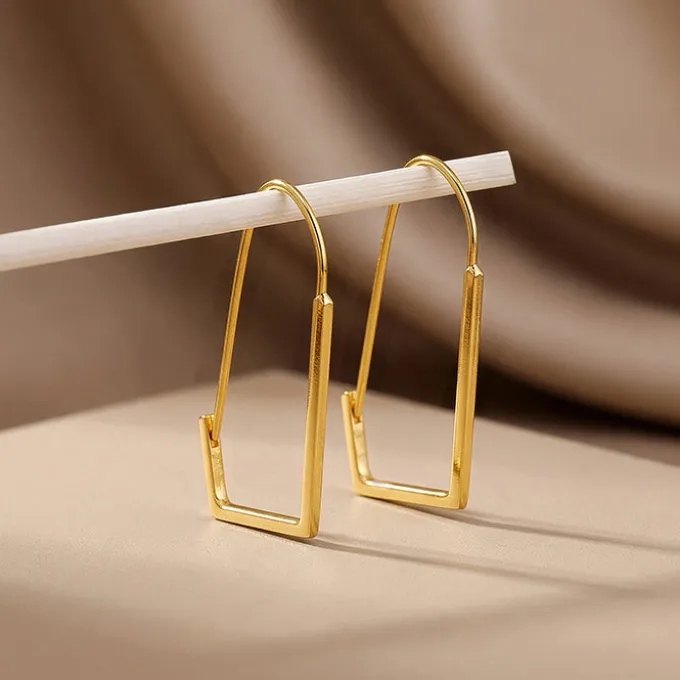 Golden Abstract Hoop Earrings