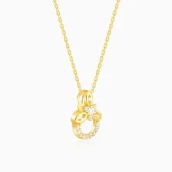 Golden Adoring Floral Pendant With Link Chain