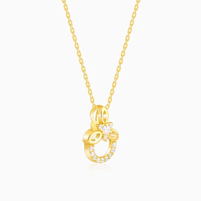 Golden Adoring Floral Pendant With Link Chain