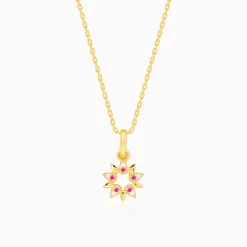 Golden Amaryllis Pendant With Link Chain