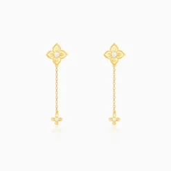 Golden Artsy Floral Earrings