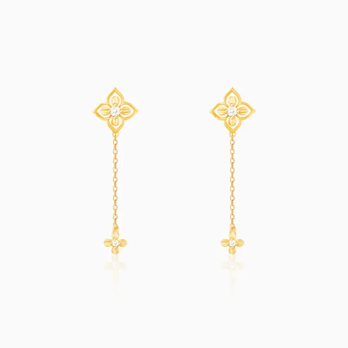 Golden Artsy Floral Earrings