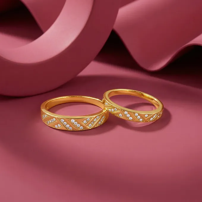 Golden Aztec Shine Couple Rings