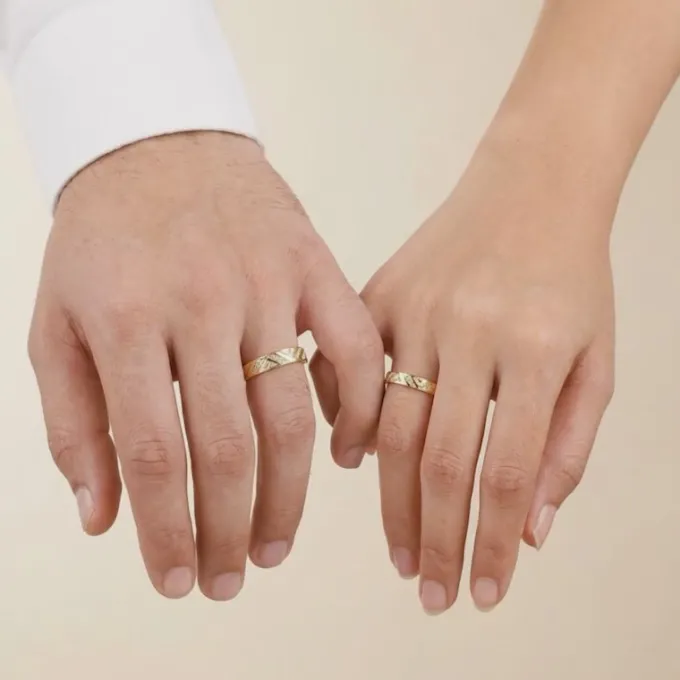 Golden Aztec Shine Couple Rings