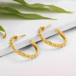 Golden Beaded Hoop Earrings