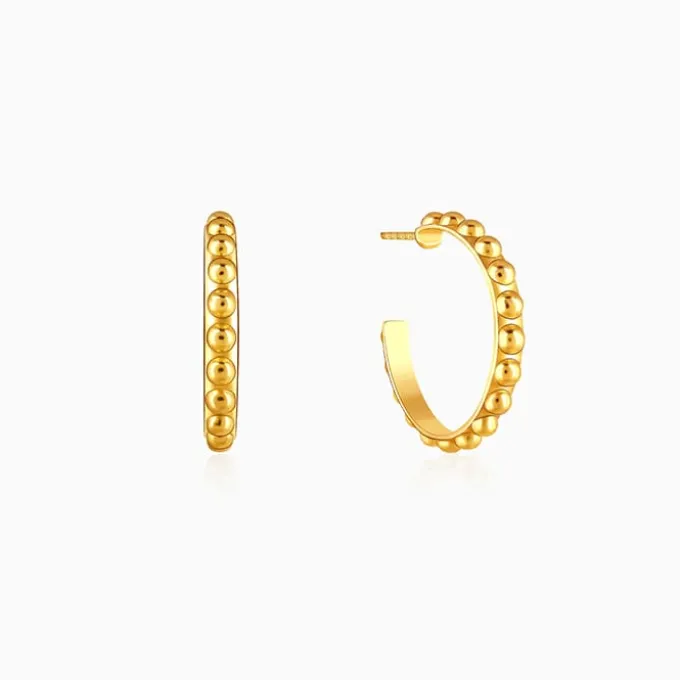 Golden Beaded Hoop Earrings