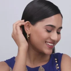 Golden Beaded Hoop Earrings