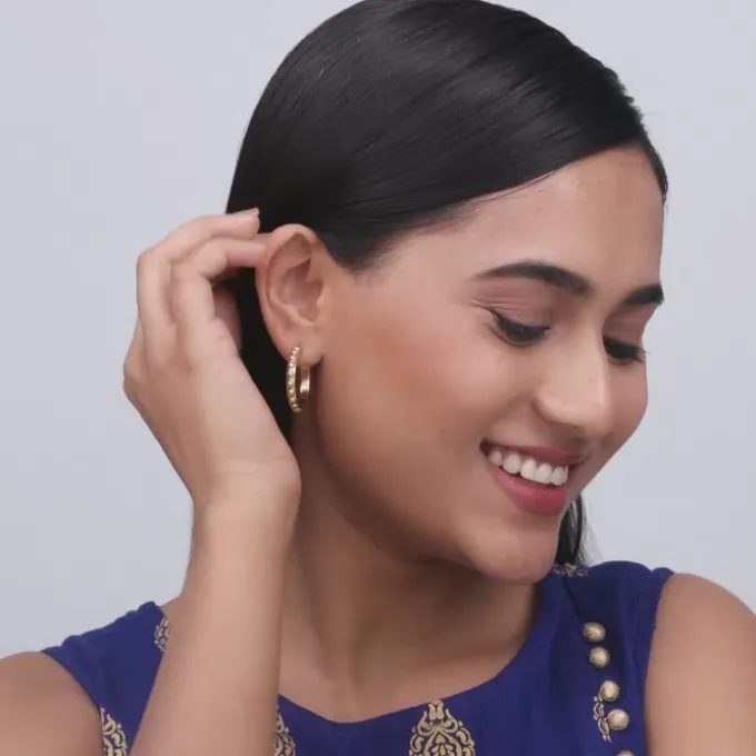 Golden Beaded Hoop Earrings