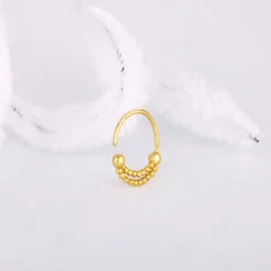 Golden Beaded Moon Nose Ring