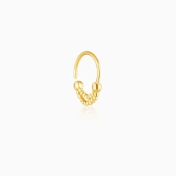 Golden Beaded Moon Nose Ring