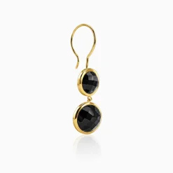 Golden Black Chalcedony Dangler Earrings