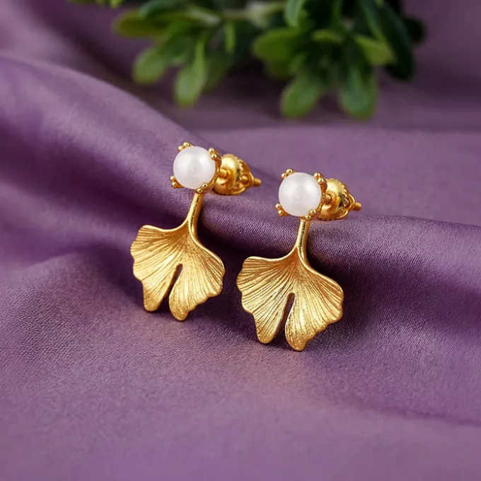 Golden Blake Pearl Earrings
