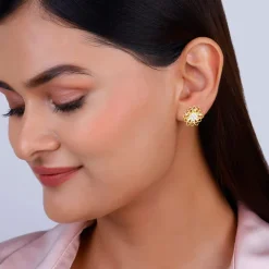 Golden Blooming Flower Stud Earrings